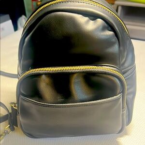 Black leather like  Backpack. 9 x 10